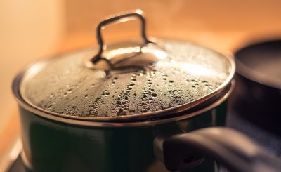stainless steel cooking pot with water